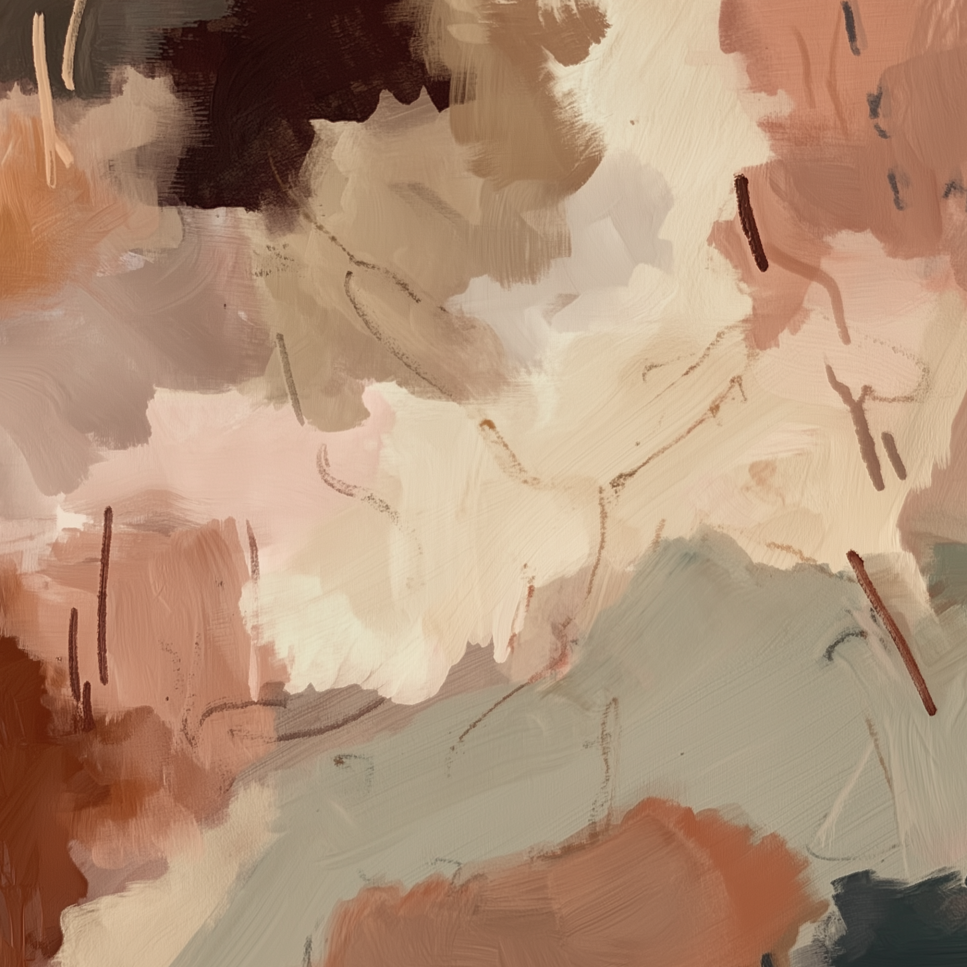 Claypan II warm neutral abstract artwork with clay and mineral grey tones art print