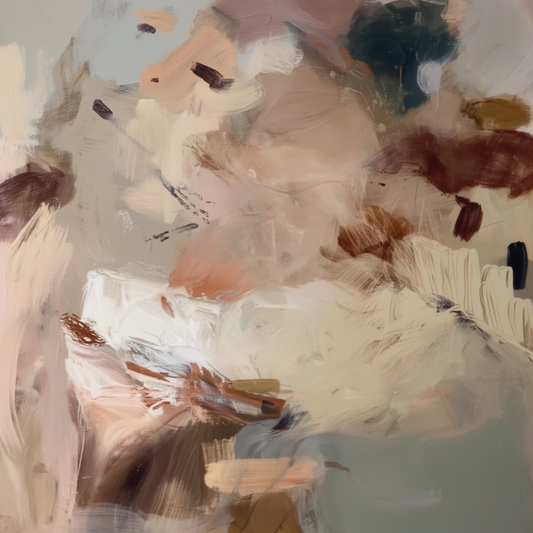 Kindling II textured neutral abstract print with smoky brown and blue-grey tones canvas print