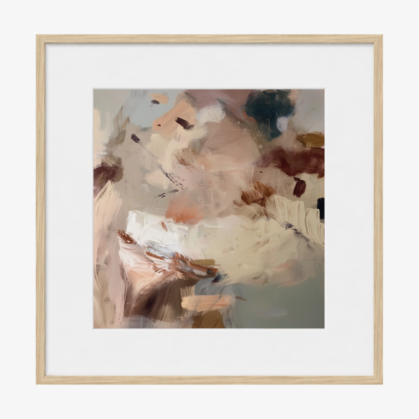 Framed abstract art with a neutral background