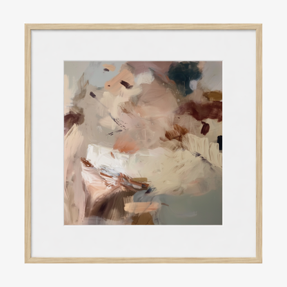 Framed abstract art with a neutral background