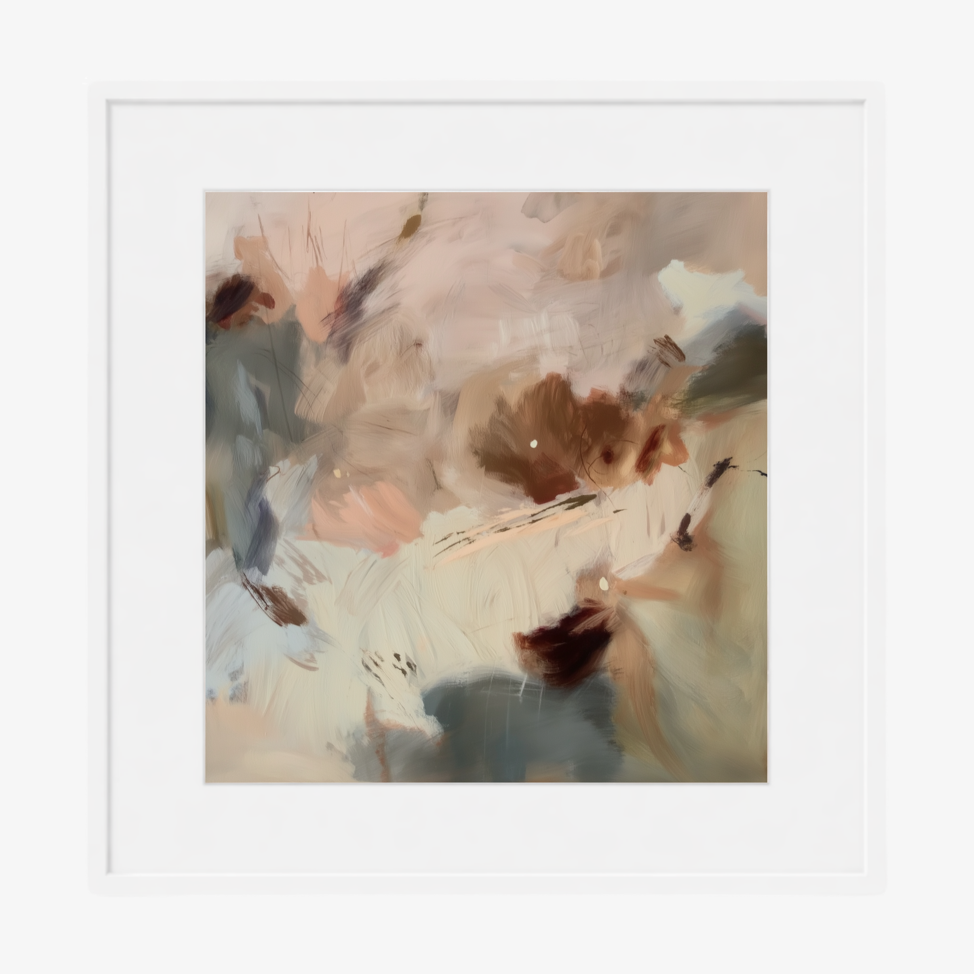 Abstract art print with soft colors on a white background