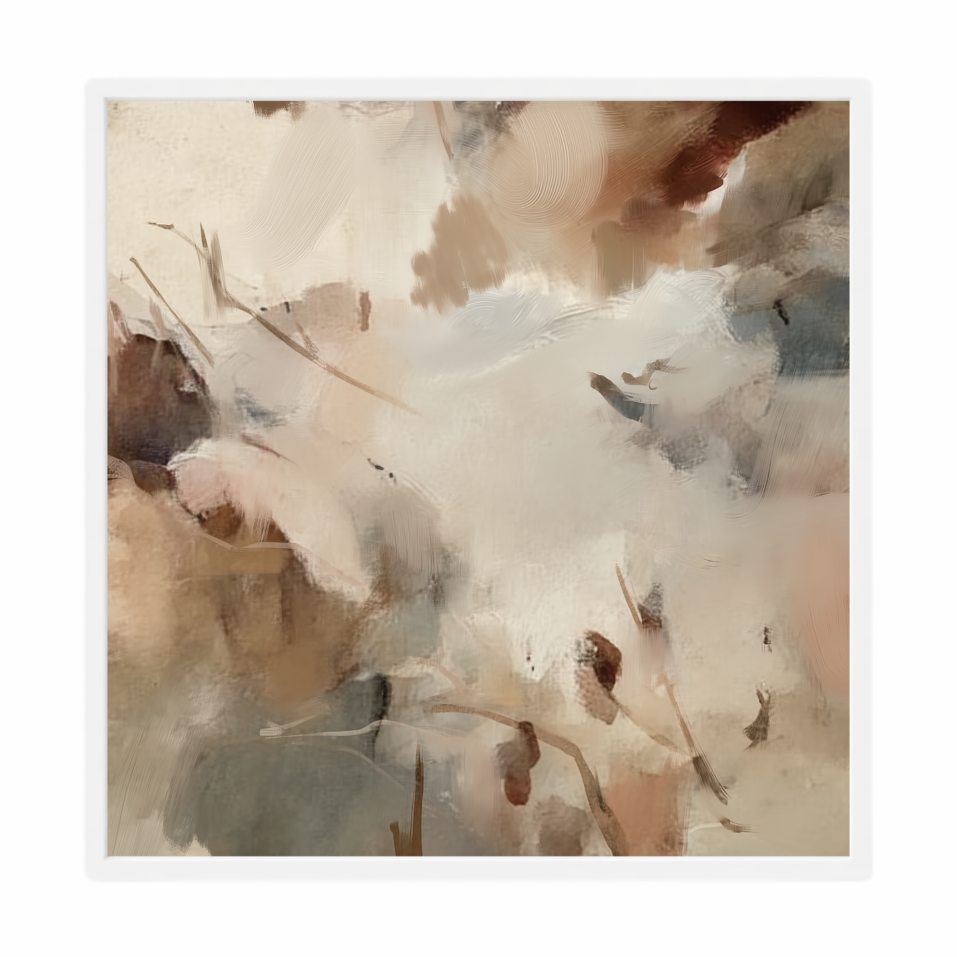 Abstract wall art with soft, blended colors on a white background