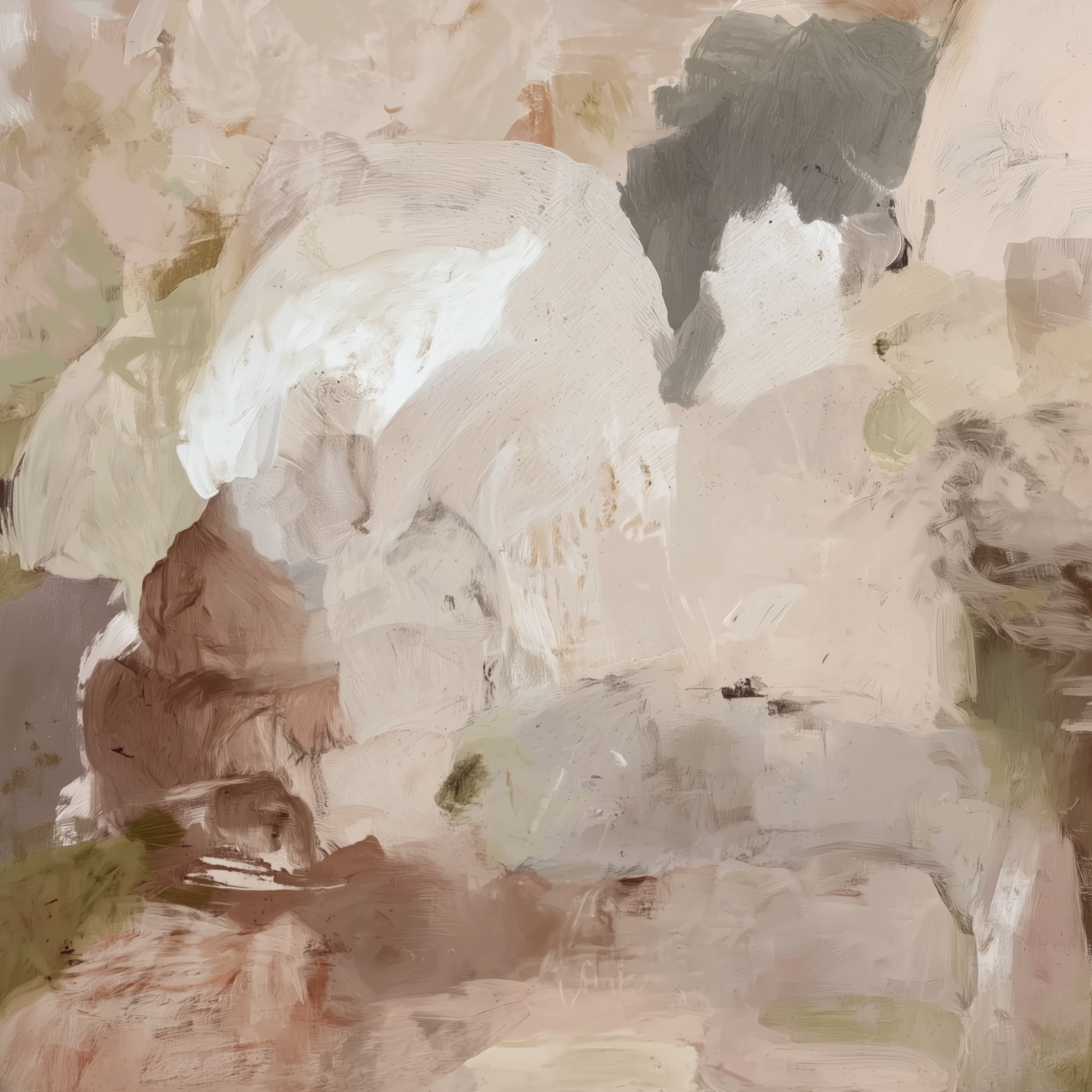 Stone and Silence textured neutral abstract artwork with clay, stone and smoky grey tones
