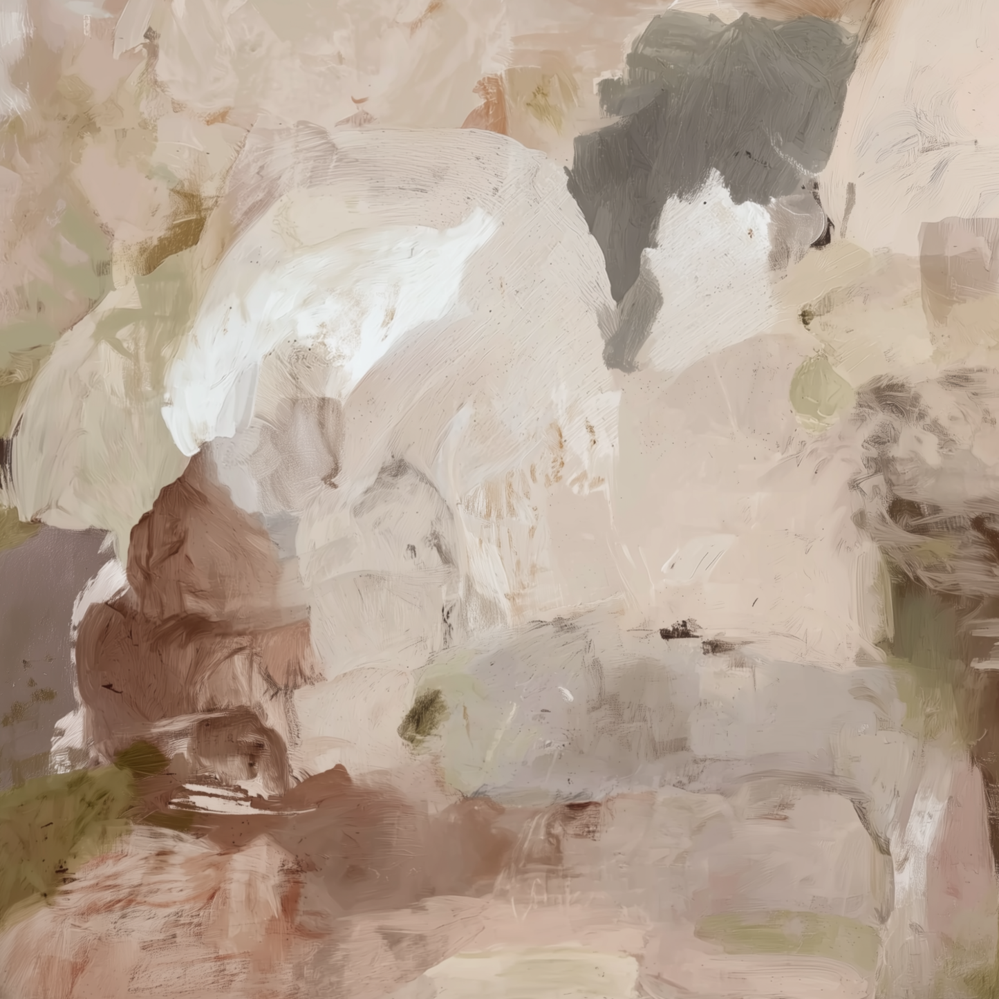Stone and Silence textured neutral abstract artwork with clay, stone and smoky grey tones